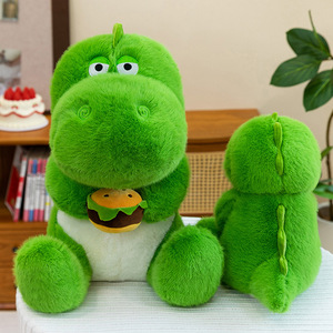 Peluche Dinosauro Carino e Gobbo - Adorabile T-Rex Abbracciabile con Hamburger, Cuscino Perfetto per Dormire, Regalo <span class=keywords><strong>in</strong></span> Poliestere - Product Image 3