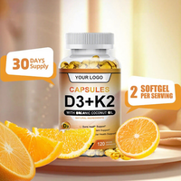 Gélules de Vitamine D3 + K2 OEM ODM 1000 UI et Véganes pour un Soutien Renforcé – Capsules Souples de Vitamine D3 K2