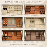 Plateaux de rangement pour bijoux en velours empilables sur mesure, grand format, inserts de tiroir pour bagues, boucles d'oreilles, colliers, rangement de placard