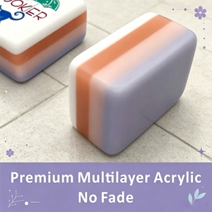 Classic <b>Mahjong</b> Tile <b>Set</b> Portable Plastic Tiles 4 Players Game <b>Set</b> With Colorful Patterns And Numbers For Indoor Play - Product Image 2
