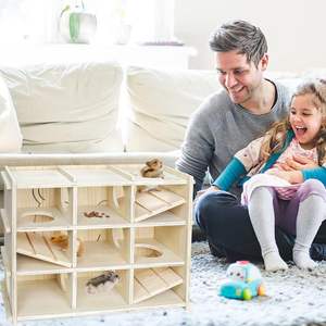 Hamster Oyuncak Macera Kutusu Çok Bölmeli Görüntülü Ahşap Ev Tüneli ile Sağlam Desenli Çevre Dostu Küçük Hamsterler Fareler Evcil Hayvanlar için - Product Image 2