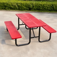 Ensemble de table et chaises de jardin en acier galvanisé, mobilier de jardin, résistant à l'eau et à la décoloration, design moderne à lattes