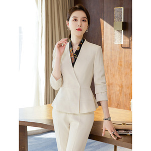 Women's White Suit Set Midi Skirt Formal Business Workwear Anti-Wrinkle Satin Fabric - Product Image 3