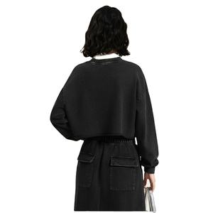 Ensemble <span class=keywords><strong>jupe</strong></span> et haut pour femme, qualité supérieure, style rétro tendance streetwear 2026, respirant, lavé, bordure lâche, col rond court - Product Image 2