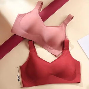 Soutien-gorge sans armatures en nylon pour femme, coupe complète, dos en U, respirant, bande en gelée, bretelles souples non ajustables, soutien-gorge de maintien pour la poitrine latérale - Product Image 4