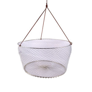 Nasse à crabes pliable en fer à mailles fines, ouverture supérieure, pour <span class=keywords><strong>la</strong></span> pêche en bateau de cabaux, bar et carpes - Outil de pêche durable - Product Image 4