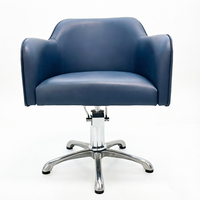 Fauteuil de Salon Professionnel en Cuir PU Bleu de Qualité Supérieure, Chaise de Coiffure Hydraulique Pivotante et Réglable Confortable pour Salon de Coiffure