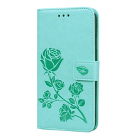 Casing Dompet Kulit PU Slot Kartu Tahan Benturan Mawar untuk iPhone 12/13/14/15 Pro/ A91/M21/A50S/S20/A2/A3/A22 5G