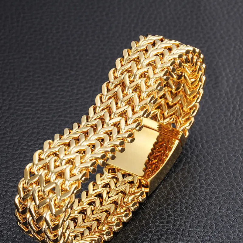 2024 Stainless Steel 12MM Two-strand Wheat Chain Bracelet for Men Punk Bracelet 8.0-9.1 inches men's bracelet