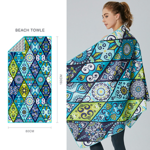 ผ้าเช็ดตัวไมโครไฟเบอร์พิมพ์ลายสำหรับกีฬา ซึมซับน้ำ เช็ดเหงื่อ ใช้ได้ทั้งกลางแจ้ง ชายหาด อาบน้ำ ของขวัญแบรนด์บริษัท ขายส่ง - Product Image 3