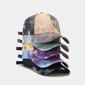 사용자 정의 로고 빈티지 넥타이 염색 모자 남여 공용 면 무지개 넥타이 염색 모자 세련된 야구 모자