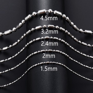 Collier tendance en acier inoxydable avec perles, chaîne de cou en bambou pour hommes et femmes, non décolorant, ras-du-cou couleur argent, bijoux en métal - Product Image 2