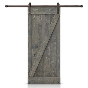 Kit de quincaillerie de porte coulissante en <span class=keywords><strong>bois</strong></span> de pin noueux teinté GUJIE Z Bar - Design de ferme, tailles personnalisables, imperméable - Product Image 1
