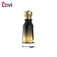 Flacon de parfum en verre de luxe Devi New Design 100 ml avec bouchon couronne doré, couleur et logo personnalisables, vaporisateur à pompe, emballage carton.
