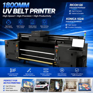 1800mm UV Hybrid <b>Printer</b> Flatbed Roll to Roll Belt G6 Leather Wallpaper Banner <b>Vinyl</b> PVC Industrial Printing Machine - Product Image 1