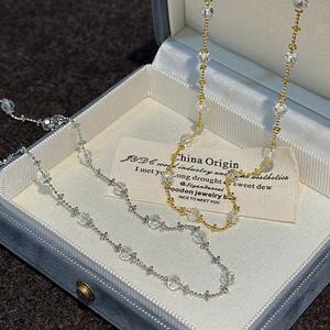 Collar de Plata S925 con Cristal Blanco y Diseño de Cielo Estrellado, Estilo Vintage, Simple y Moderno, Cadena para Clavícula - Product Image 1