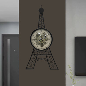 Eiffel Tower Wall Clock Metal Design Silent Quartz Battery Powered For Living Room Bedroom Home Decor - Product Image 4