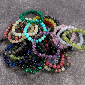 Bracelet ajustable multi-matériaux en perles rondes naturelles de 6 mm, 8 mm, 10 mm, pierres précieuses de guérison, cristal pour femme – Ventes Flash - Product Image 6