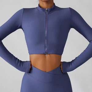 Custom Women's Full Zip Casual Lightweight Athletic <b>Jacket</b> Slim Fit Yoga Tops Cropped <b>Workout</b> Sports Training <b>Jacket</b> - Product Image 5