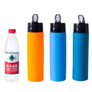 MUESTRA GRATUITA Botella de agua portátil, plegable y expandible de poliéster, a prueba de fugas, para deportes al aire libre. - Product Image 4