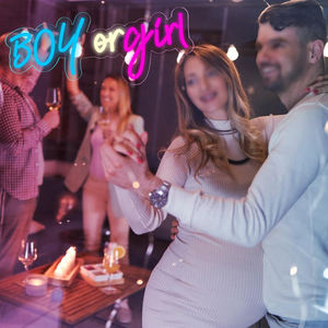 Letrero de Neón de Niño o Niña, <span class=keywords><strong>Luz</strong></span> LED de Neón para Revelación de Género, Decoración para Baby Shower, <span class=keywords><strong>Anuncio</strong></span> de Embarazo, Artículos para Fiesta de Revelación de Género - Product Image 4