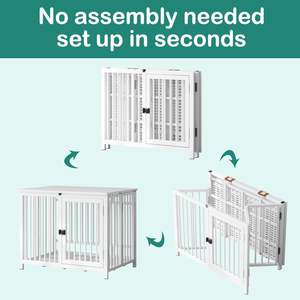 Completamente assemblato pesante bianco piccolo cane moderno cuccia interamente in metallo legno da tavolo robusto pieghevole grande cassa per cani - Product Image 4