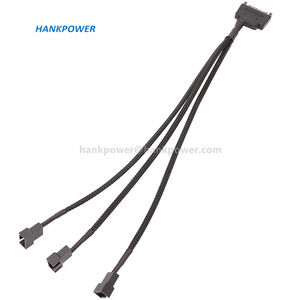 Cable de alimentación de nailon trenzado Sata de 15 pines a <span class=keywords><strong>3</strong></span>/4 Pines, Cable divisor de ventilador Sata a PC - Product Image 4