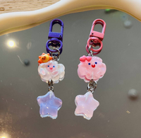 Porte-clés personnalisable en forme de nuage mignon, pendentif nuage pentagramme kawaii pour fille, porte-clés en acrylique