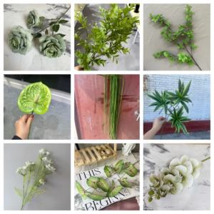 Décoration de plafond de scène de mariage avec fleurs artificielles : roses, lys, marguerites, hortensias, style floqué blanc et vert classique haut de gamme - Product Image 4