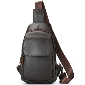 Marunte - Bolso de Pecho de Cuero Genuino para <span class=keywords><strong>Hombre</strong></span>, Bolso Bandolera de Alta Gama, Estilo Casual Europeo Americano Retro - Product Image 1