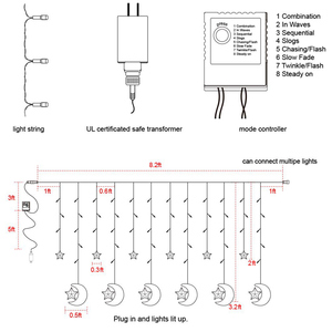 110V 220V Fairy Moon LED String <strong>Lights</strong> 138led String Curtain <strong>Lights</strong> <strong>Window</strong> Curtain Decoration String <strong>Light</strong> for Ramadan Holiday - Product Image 2