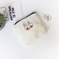 Dompet koin kelinci kecil lucu untuk wanita, dompet Mini Korea hati gadis segar kecil kompak sederhana kantung koin