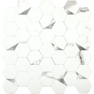 <strong>Stick</strong> <strong>on</strong> Self Adhesive Vinyl Pvc Composite Black Marble Hexagon Peel and <strong>Stick</strong> Mosaic <strong>Tiles</strong> <strong>for</strong> Kitchen Backsplash <strong>Bathroom</strong> Wall - Product Image 4