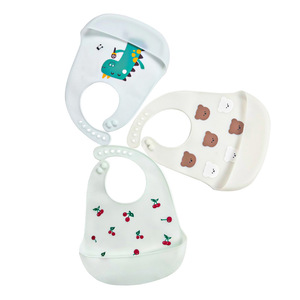 Promoción: Baberos de silicona para bebé, 100% de grado alimenticio, ajustables para recién nacidos, impermeables, suaves, con estampado para alimentación. - Product Image 1