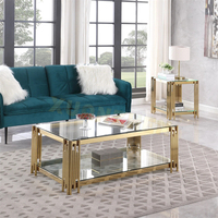 Table basse rectangulaire en acier inoxydable doré pour salon, table basse moderne noire, table basse de luxe