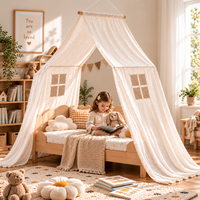 Moustiquaire triangulaire portable et pliable pour lit d'enfant, avec double ouverture, 245 cm, 100 % coton, décoration suspendue pour chambre à coucher