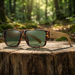 Occhiali da Sole in Bambù con Montatura Grande e Aste Larghe, Protezione UV400, Anti-Riflesso, Stile Retrò, Leggeri, in Legno, Ideali come Regalo <span class=keywords><strong>per</strong></span> le Vacanze - Product Image 1