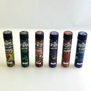 Un proveedor certificado IECQ, tubo de cono de cigarro de vidrio cilíndrico personalizado, resistente a los niños, tubo preenrollado transparente de 116mm con pegatina