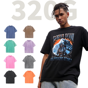 SHENGSHI lavage été décontracté usine approvisionnement unisexe Streetwear rayé grande taille épaule tombante hommes à manches courtes t-shirts - Product Image 1