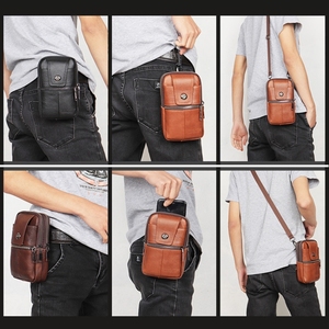 Vente en gros Nouveau Trenas KUNQITIAN Sac de taille pour <span class=keywords><strong>téléphone</strong></span> portable <span class=keywords><strong>Ceinture</strong></span> Étui en cuir avec bandoulière - Product Image 6