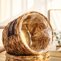 Nouveau design, pot de fleurs sur pied en jonc de mer de haute qualité avec pieds en bois, idéal pour les plantes.