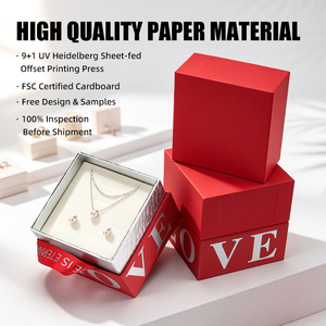 Boîte cadeau carrée rouge rose avec poignée en ruban pour la Saint-Valentin, les faveurs de mariage, impression de logo personnalisé, emballage en papier de luxe, OEM - Product Image 4