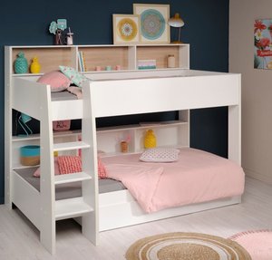 Litera de madera sólida y Mdf para niños, muebles, cama azul, superventas