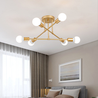 Lámpara de Techo LED Simple de Hierro Dorado, Estilo Moderno, para Sala de Estar y Comedor