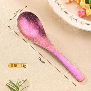 Cuillère à soupe en titane pur, cristallisée à haute température, résistante à la chaleur, anti-moisissure, antibactérienne, couleur unie, minimaliste - Product Image 4