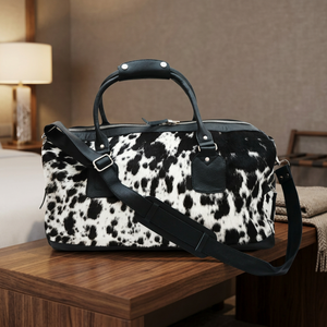 Real Cowhide Weekender <b>Bag</b> Cowhide <b>Duffel</b> <b>Bag</b> for Travelling Large Cowhide Travel <b>Bag</b> - Product Image 3