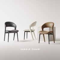 Chaise de salle à manger moderne minimaliste de luxe, design italien du dossier, revêtement en cuir de qualité supérieure, structure en acier durable pour la maison et l'hôtel