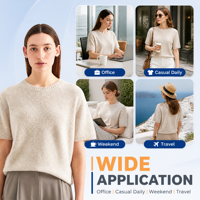Atasan Rajut Kasmir Solid Warna Terang untuk Wanita, Sweater Kasual, Lembut, Hangat, Pewarnaan Benang, Custom OEM ODM Grosir