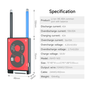 Daly li-ion BMS cho 14S BMS <span class=keywords><strong>48V</strong></span> lithium năng lượng mặt trời Pin Li-ion di động 40A hệ thống quản lý 14S BMS Hội Đồng Quản Trị - Product Image 2