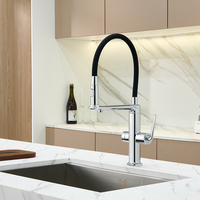 Robinet de cuisine de luxe en laiton, monocommande, monotrou, à poser sur le plan, avec douchette extractible, eau chaude et froide, cartouche céramique, design moderne